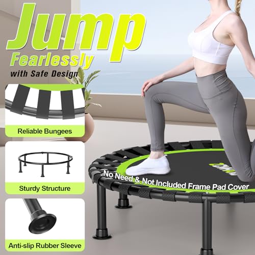 Foldable Mini Trampoline - 40" Rebounder for Indoor Fitness, 440lbs Capacity