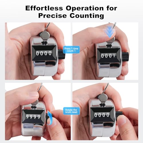 Durable Metal Clicker Counter Set - 2 Pack with 4-Digit Display