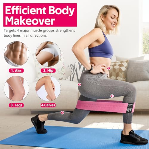 Fabric Resistance Bands Set for Glutes and Legs - Pink, Aqua, Purple