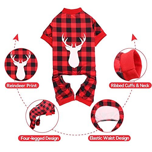 Dog Christmas Pajamas - Buffalo Plaid with Reindeer Print, Medium