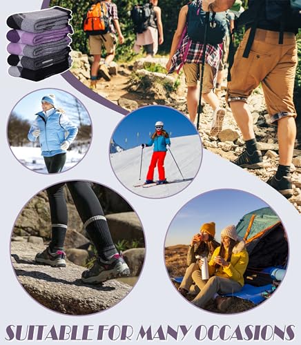 Merino Wool Hiking Socks - Thermal Warm Crew - Medium Color Mix A - 5 Pairs