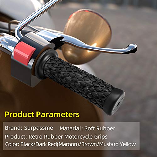Motorcycle Grips Non Slip Rubber Bar End Thruster Grip 7/8" 22mm 24mm