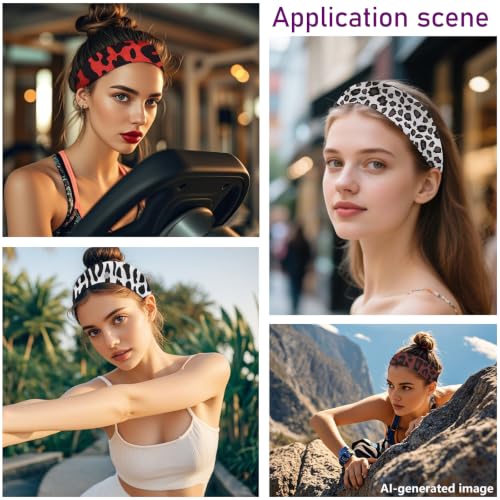 Leopard Print Headbands - 7 Pack Non-Slip Soft Cotton Hair Bands