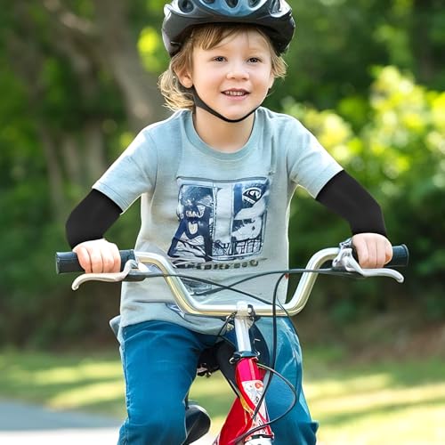 Kids Arm Sleeves - 3 Pairs, UV Protection, Non-Slip, for Sports