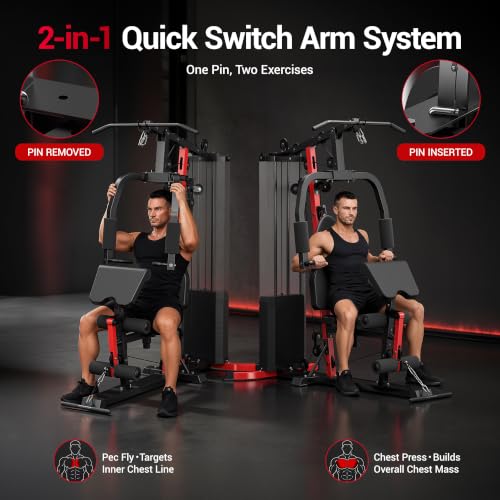 Multifunctional Home Gym System with 160LB Weight Stack - Black