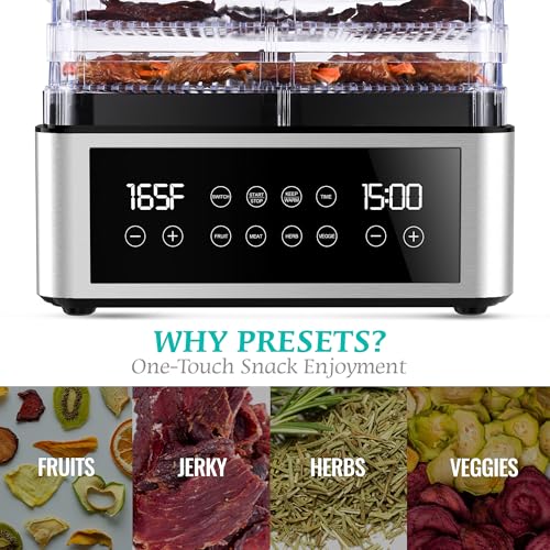 Tupoyi 5-Tray Food Dehydrator with Automatic Temperature Control - 11.4" BPA-Free Trays for Jerky, Herbs, Meat, Fruit, and Yogurt