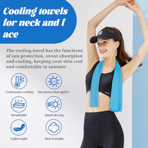 Cooling Towels for Neck and Face - 4 Pack, Soft & Breathable, Multicolor
