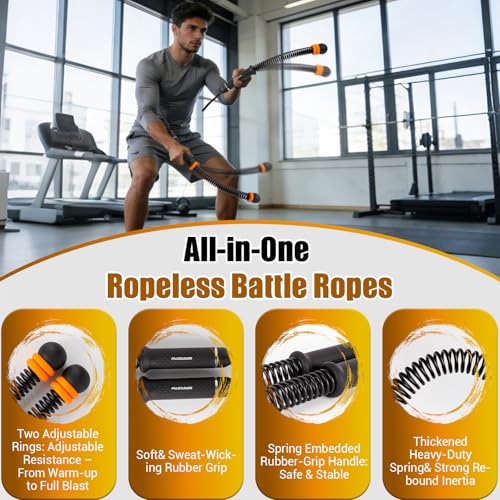 Adjustable Ropeless Battle Ropes - Portable Workout Equipment - Black