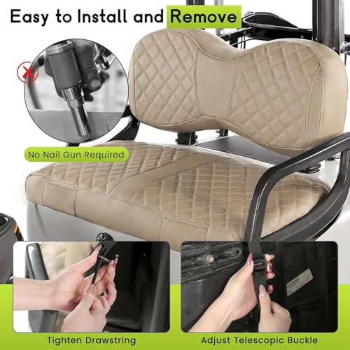 WEIMELL Golf Cart Front Seat Covers for Yamaha Drive G29 (Drive/Drive2) Beige – Fits 2007-2016