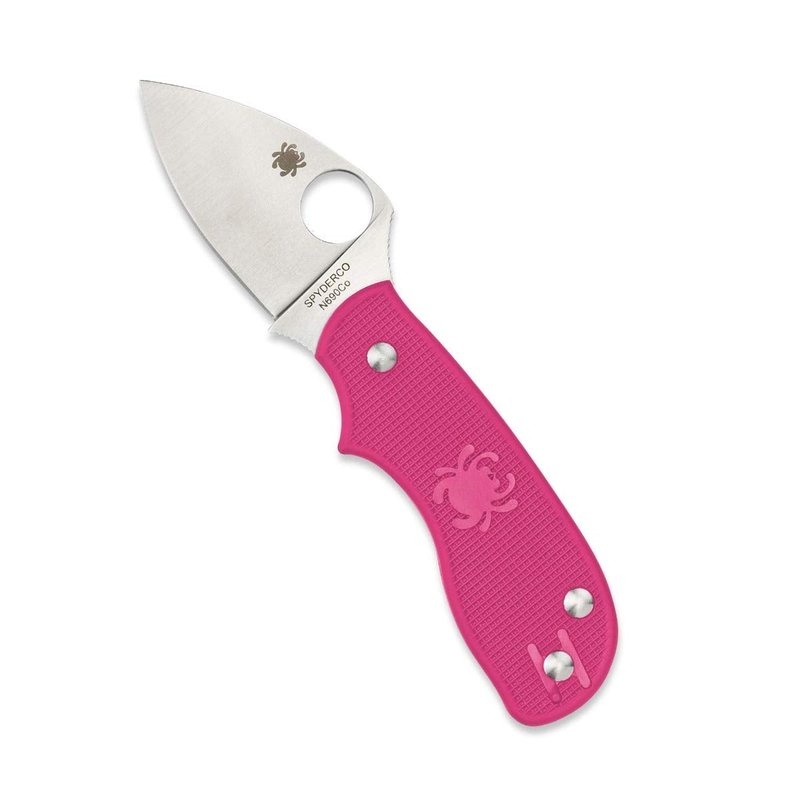 Spyderco Squeak Non-Locking Knife with 2.00" N690Co Stainless Steel Blade and Lighweight Pink FRN Handle - PlainEdge - C154PPN
