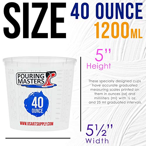 24-Pack 40 Ounce Graduated Plastic Mixing Cups for Resin Paint & Art - Includes Measurement Ratios