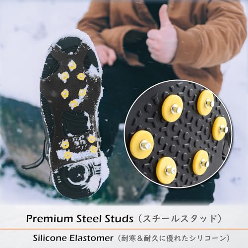 Ice Cleats for Shoes - 10 Studs Traction Crampons - Black