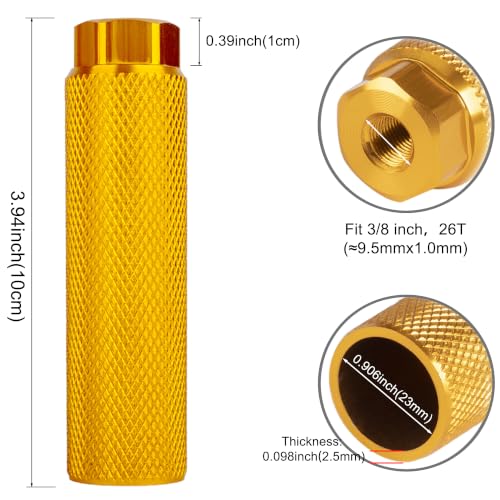 Yellow Bike Pegs for 3/8 Inch Axles - Aluminum Alloy BMX & Mountain Bike Stunt Pegs 100x28mm