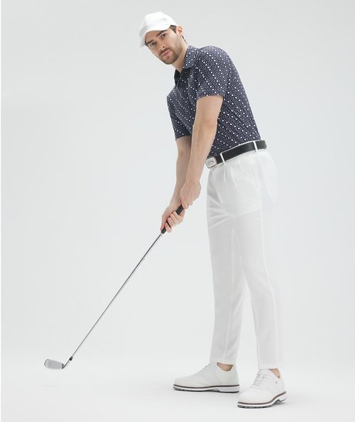 JIUYANG Men's Golf Polo Shirt - Moisture-Wicking 4-Way Stretch, UPF 50+ | Short Sleeve Performance Print