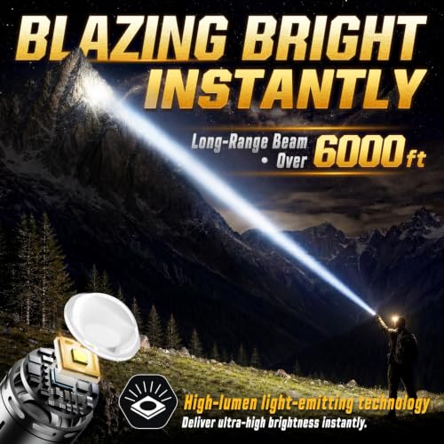 Svoko Black High-Lumen Rechargeable Tactical LED Flashlight with COB Side Light