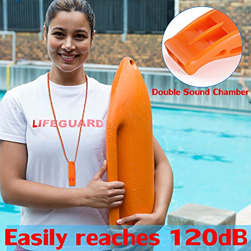 Super Loud Floating Emergency Whistle with Lanyard - 2 Pack, Orange