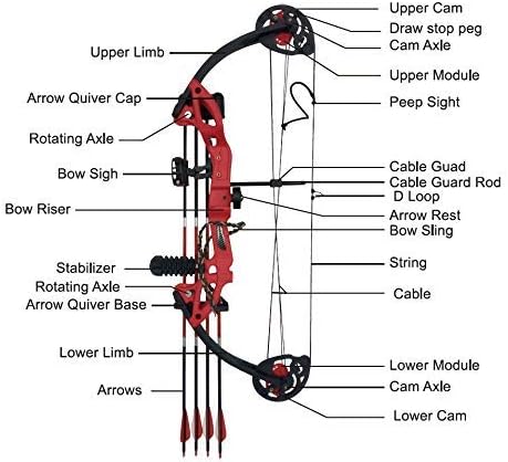 Skiennix Compound Bow - Youth & Beginner Friendly | Right-Handed, 19”-28” Draw Length, 15-29 Lbs Draw Weight, 260 FPS