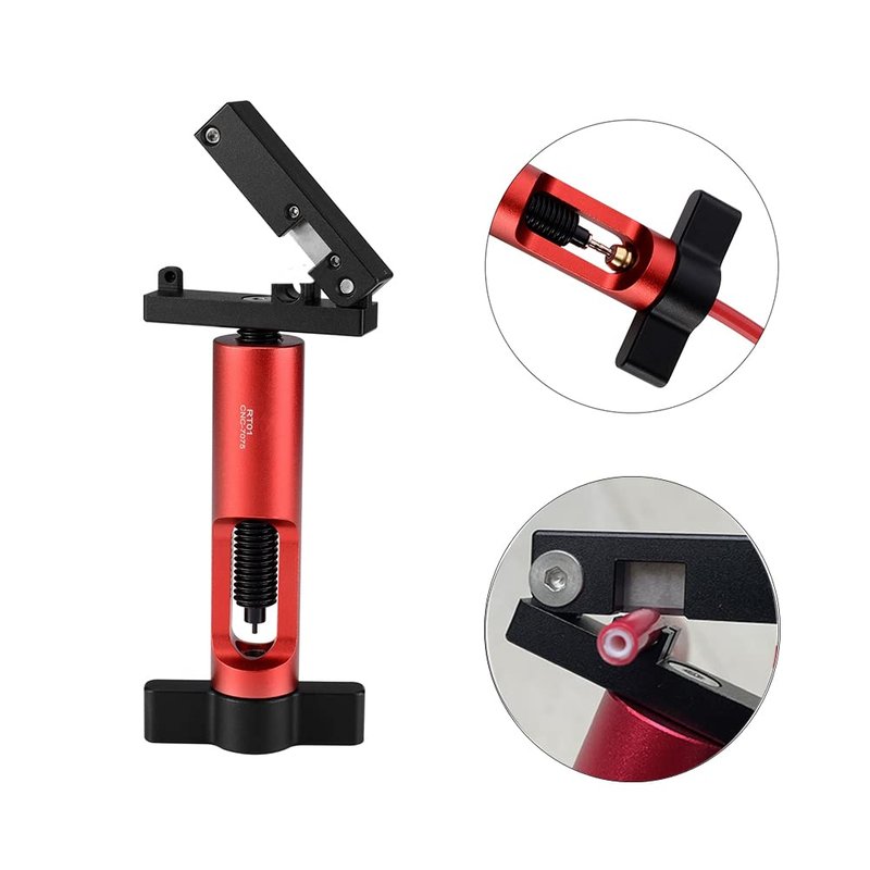 BESNIN Needle Driver Insertion Tool and Bike Oil Tube Cutter 2 in 1 Hydraulic Hose Fitting Insert Tool with Hydraulic Hose Cutter (red)