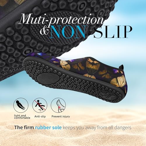 Quick-Dry Aqua Socks Water Shoes for Men & Women - Purple Butterfly