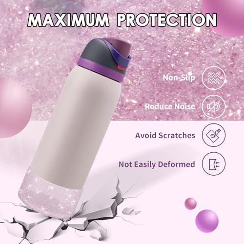 Glitter Silicone Boot for Owala 32oz Water Bottles - Translucence Mauve