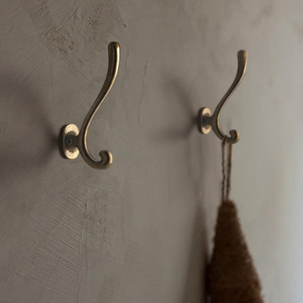 Goo-Ki Vintage Retro Antique Brass Zinc Alloy Coat Hooks - Affordable Luxury Coat Hoooks Hardware for Bedroom, Kitchen, 12 Pack
