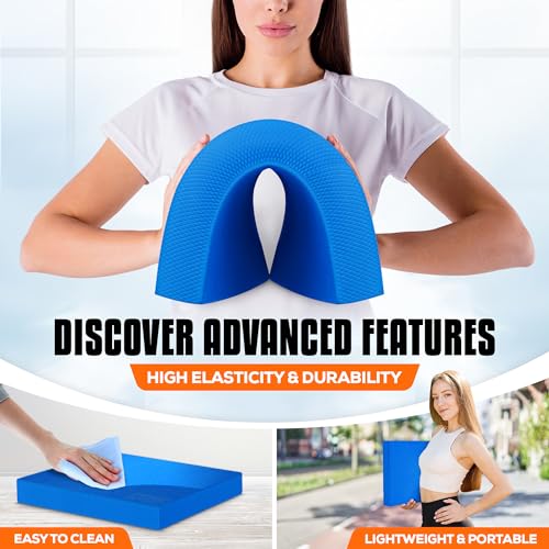 Exercise Balance Pad - Non-Slip Foam Kneeling Pad, Blue - Large (15.5" x 13" x 2")