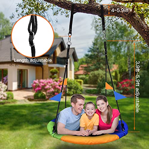 40-Inch Saucer Tree Swing for Kids - 600lb Capacity, Adjustable Ropes