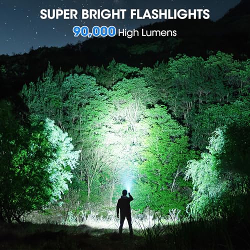 Rechargeable 99,000 High Lumens Flashlight - 2Pack Bright LED Flash Light with 5 Modes, Powerful Waterproof Handheld Lintera for Camping Home (L-2P)