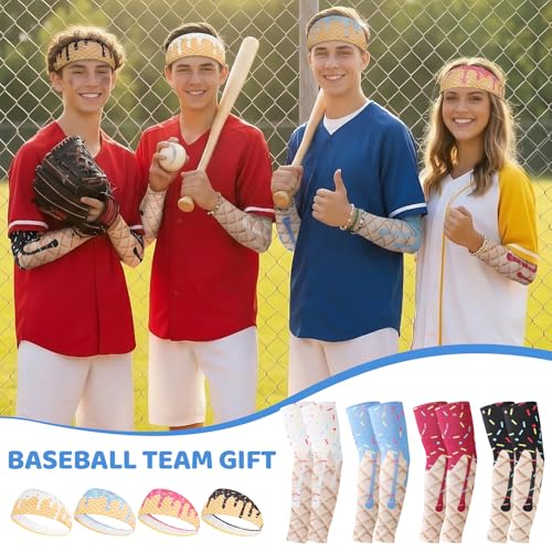 Youth Ice Cream Baseball Arm Sleeves & Sports Headbands - X-Large Multicolor