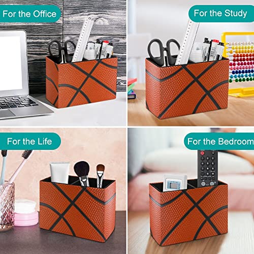 Basketball Pen Holder - Leather Desk Organizer with 2 Compartments