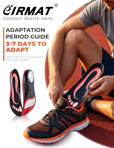 EIRMAT Plantar Fasciitis Relief Insoles - High Arch Support, 1 Pair, Footprint Red (XL Men 12.5-14.5 / Women 13.5-15.5)