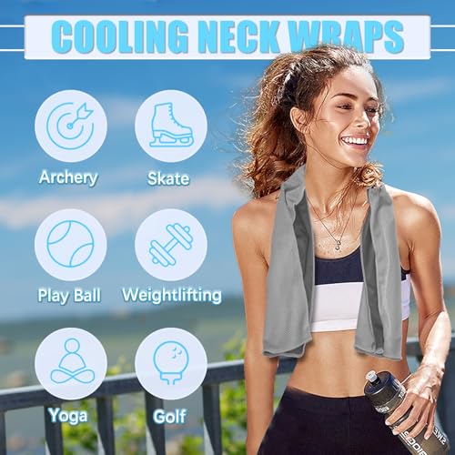 Cooling Towels for Neck and Face - 4 Pack, Lake Blue/Grey/Pink/Green