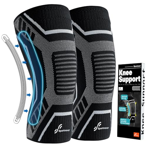 Knee Brace Compression Sleeve with Side Stabilizers - Black Medium