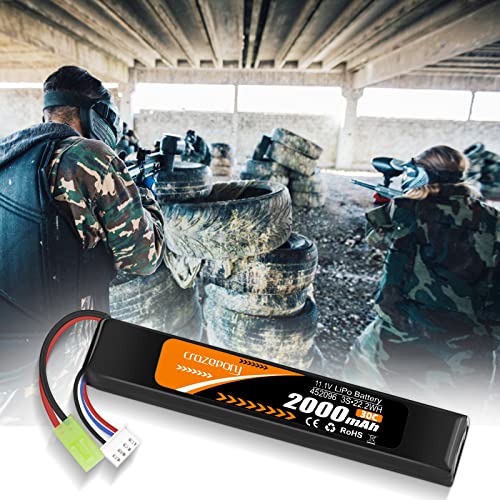11.1V 2000mAh LiPo Airsoft Battery with Mini Tamiya Connector