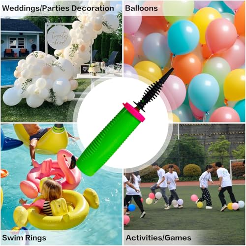Double-Action Hand Balloon Pump - Portable Air Inflator for Parties - Green