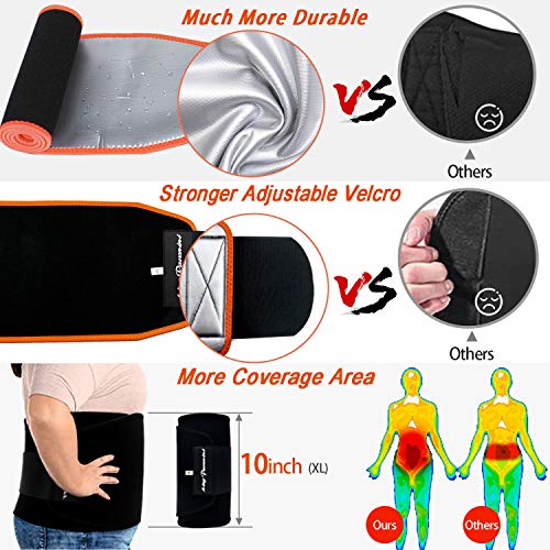 Sweat-Enhancing Waist Trainer for Men & Women - L (9'' x 44'') Black