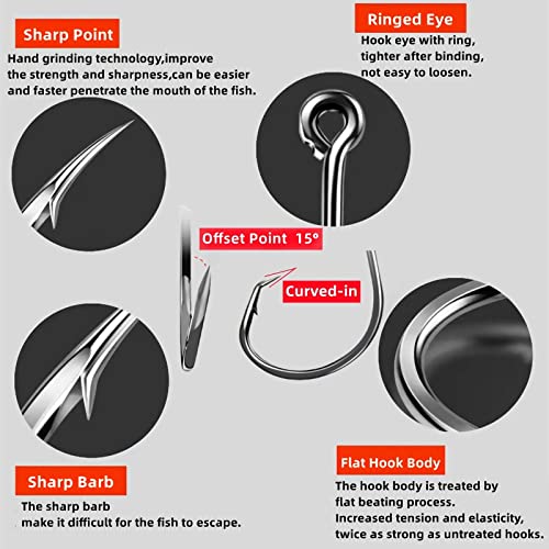Circle Hooks Fishing Hooks 1/0 - 50 Pack, Strong & Durable for Freshwater & Saltwater