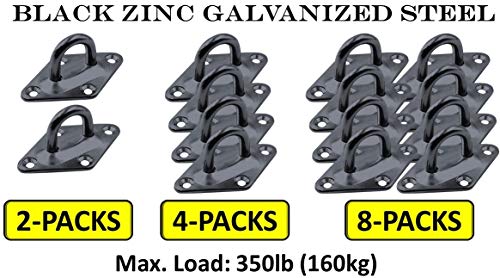 Heavy Duty Diamond Pad Eye Plates - Black Zinc 2-Pack M6