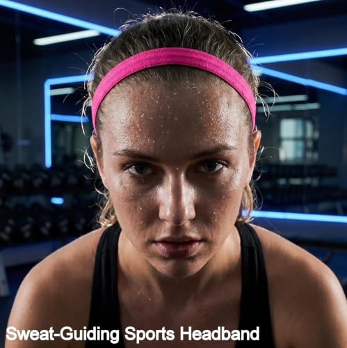 Non-Slip Athletic Headbands - Black 5 Pack for Sports & Fitness
