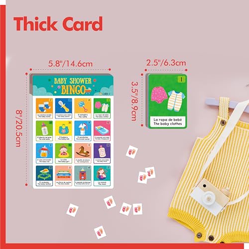 Bilingual Baby Shower Bingo Game - 25 Cards for 25 Players