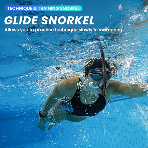 ForShine Black Swim Snorkel for Adults - Front-Mounted Pool & Open Water Training