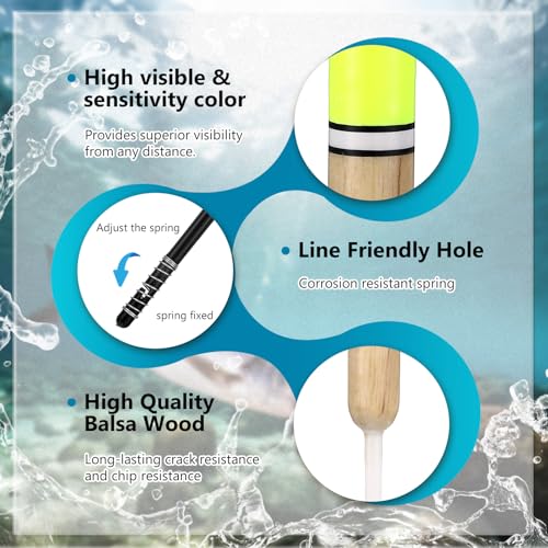 12 Pcs Sonwyoung Slip Bobbers Wood Fishing Floats X-1 X-2 X-3 X-4 X-5 X-6