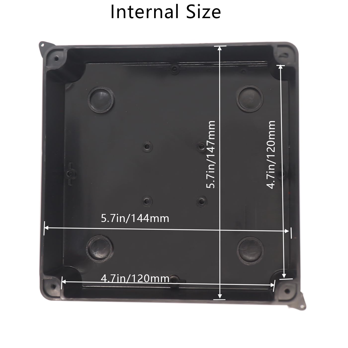 Junction Box, Reserved Holes Electrical Boxes Waterproof IP65 ABS Plastic Electrical Power Cord Enclosure Project Box Black 5.9 x 5.9 x 2.8 inch(150x150x70mm)