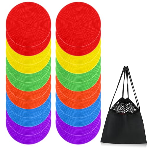 24 Pcs Poly Spot Markers - Non-Slip Rubber Floor Dots for Agility Training