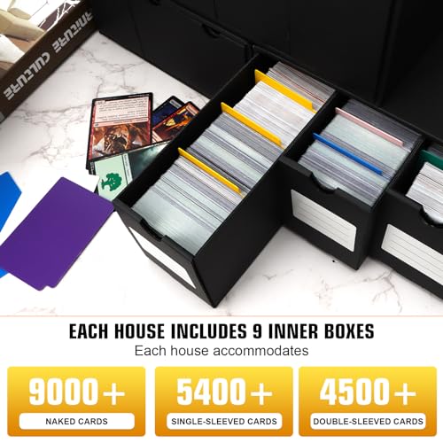 QLOUNI 9-600 CT Card Storage Boxes with 48 Dividers – 9000+ Card Organizer for TCG/MTG/YGO Baseball Cards