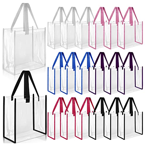 Clear PVC Tote Bags Bulk - 20 Pack Mixed Color, 12x12x6 inch