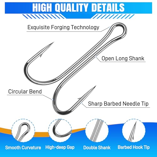 Double Fishing Hooks - 35pcs 3X Strong Sharp Open Shank #4