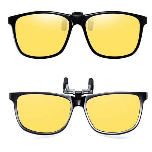 FF FRAZALA Polarized Clip-on Night Vision Glasses Anti-Glare UV Protection Driving Nighttime Driving Glasses Over Prescription Glasses (Yellow for Night Driving)