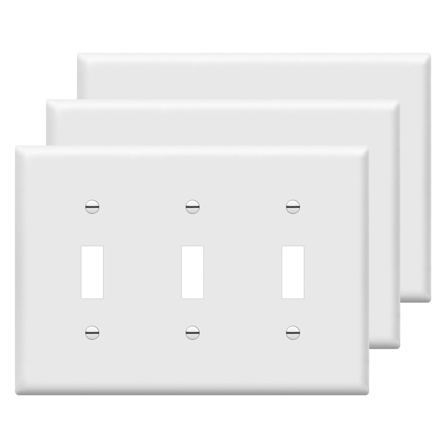 ENERLITES Triple Light Switch Wall Plate, Gloss Finish, Standard Size 3-Gang 4.50" x 6.38", Unbreakable Polycarbonate Thermoplastic, 8813-W-3PCS, White, 3 Pack
