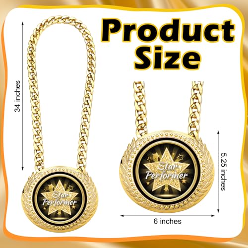 Tondiamo 6-Inch Gold Star Performer Award Medal with Chain - Graduation & Event Trophy (Variation 1)